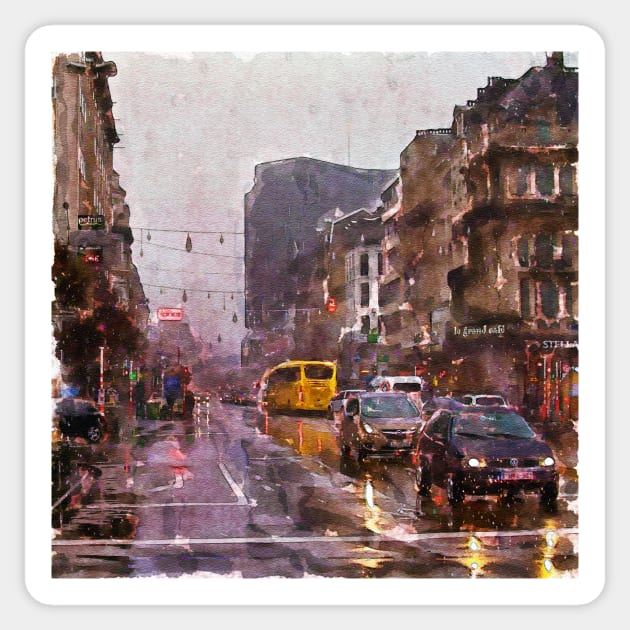 Rainy Day Traffic Sticker by Marian Voicu